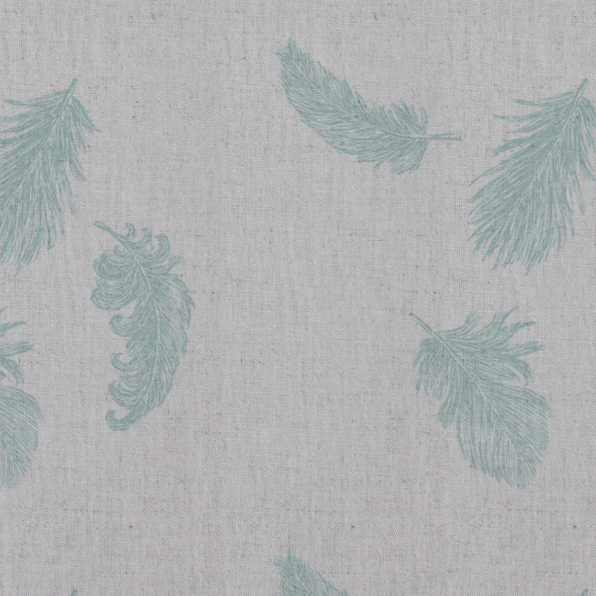 Feathers Duckegg - Duckegg coloured feathers print on Linen Cotton fabric