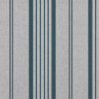 Blue Striped Linen Curtain Fabric - Freja Blue Stone - Natural base fabric.