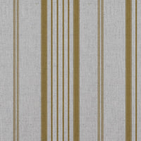 Yellow Striped Linen Curtain Fabric - Freja Gold Rod - Natural base fabric.