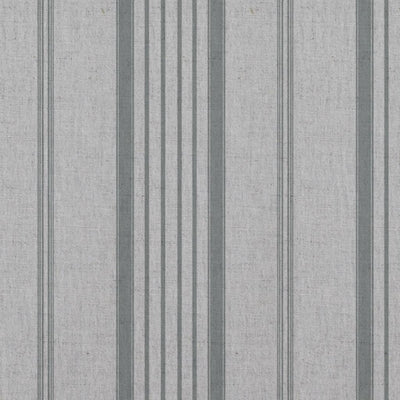 Grey Striped Linen Curtain Fabric - Freja Greige - Natural base fabric.