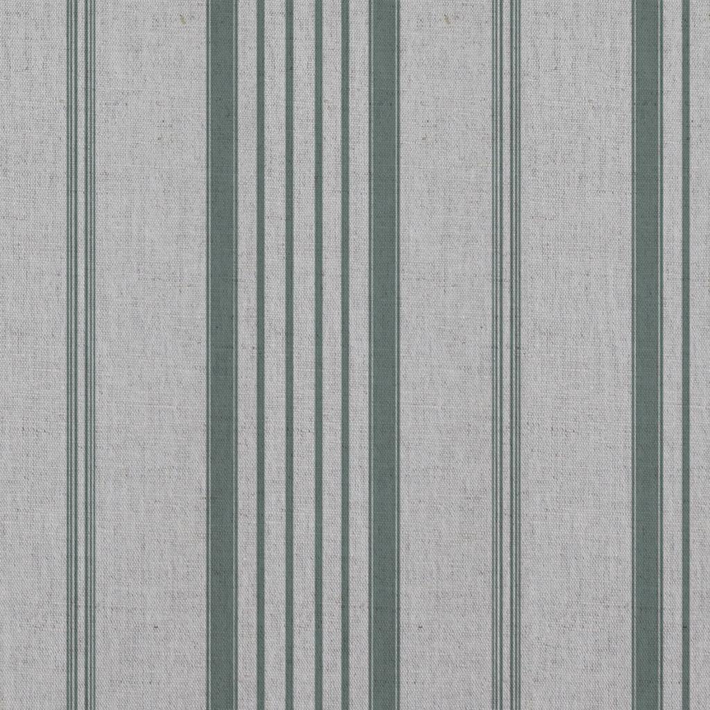 Green Striped Linen Curtain Fabric - Freja Sage - Natural base fabric.