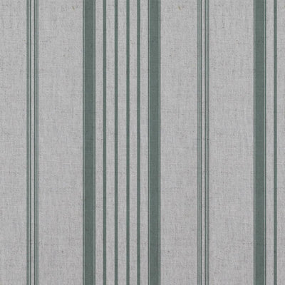Green Striped Linen Curtain Fabric - Freja Sage - Natural base fabric.