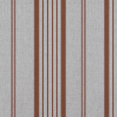 Orange Striped Linen Curtain Fabric - Freja Terracotta - Natural base fabric.