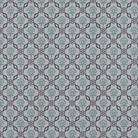 Blue Floral Linen Curtain Fabric - Hilla Blues - Natural base fabric.