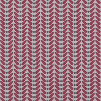 Red Patterned Linen Curtain Fabric - Hulda Cherry - Natural base fabric.