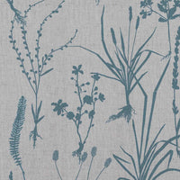 Blue Botanical Curtain Fabric - Iida Marine
