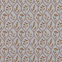 Pink / Orange / Yellow Floral Linen Curtain Fabric - Miny Pink Ochre-INV - Natural base fabric.