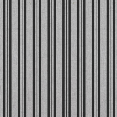 Black Striped Linen Curtain Fabric - Olga Black - Natural base fabric.