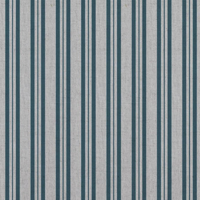 Blue Striped Linen Curtain Fabric - Olga Blue Stone - Natural base fabric.