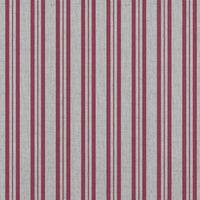 Red Striped Linen Curtain Fabric - Olga Cherry - Natural base fabric.