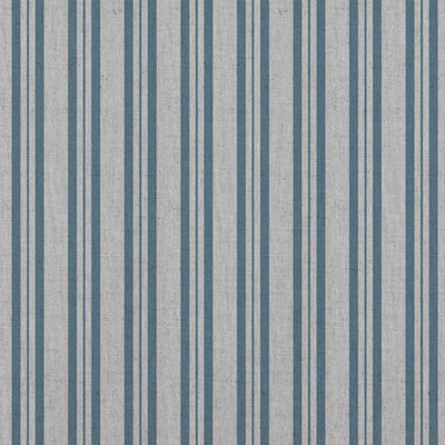 Blue Striped Linen Curtain Fabric - Olga True Blue - Natural base fabric.