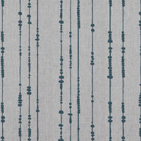 Blue Patterned Linen Curtain Fabric - Pearls Blue Stone - Natural base fabric.