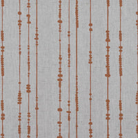 Orange Patterned Linen Curtain Fabric - Pearls Burnt Orange - Natural base fabric.