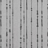 Grey Patterned Linen Curtain Fabric - Pearls Charcoal - Natural base fabric.