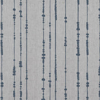 Blue Patterned Linen Curtain Fabric - Pearls Denim - Natural base fabric.