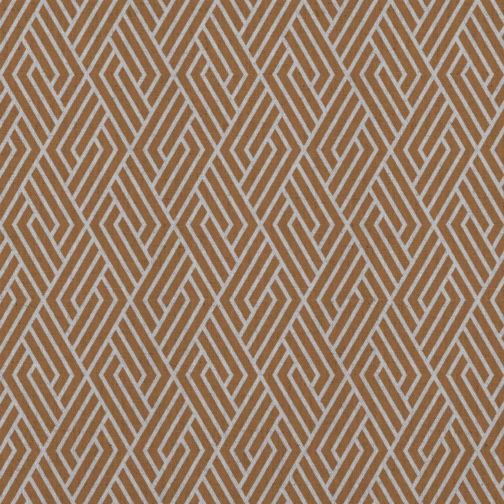 Orange Patterned Linen Curtain Fabric - Vera Tangerine - Natural base fabric.