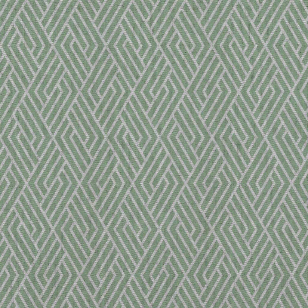 Green Patterned Linen Curtain Fabric - Vera Verde - Natural base fabric.