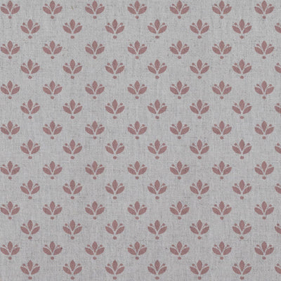 Pink Botanical Linen Curtain Fabric - Olgie Dusty Pink - Natural base fabric.