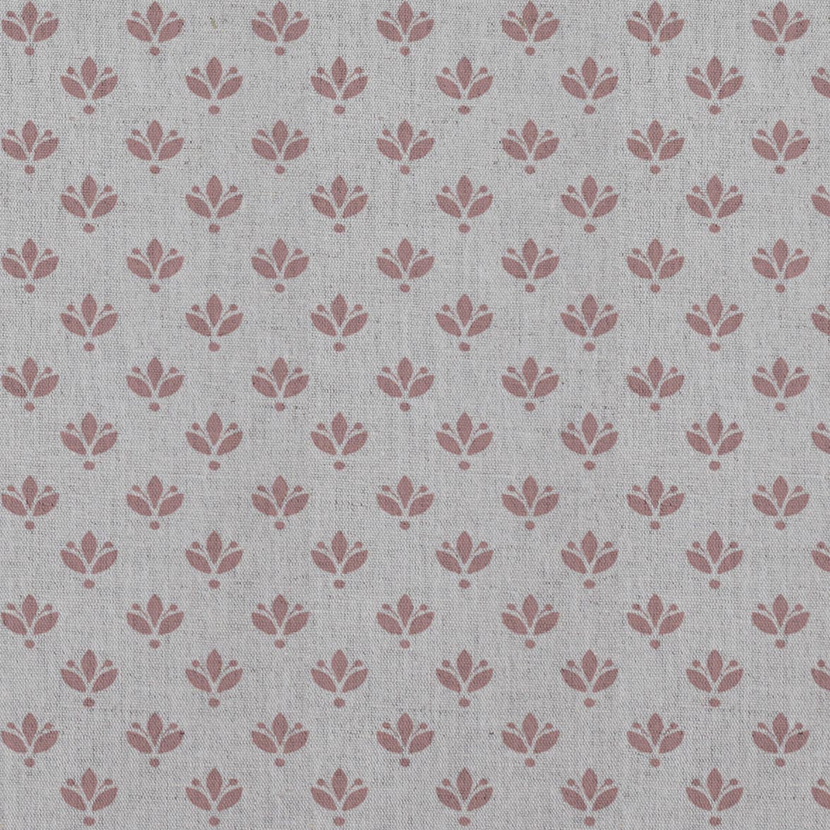 Pink Botanical Linen Curtain Fabric - Olgie Dusty Pink - Natural base fabric.