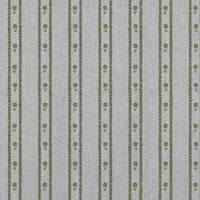 Green Floral Stripe Linen Curtain Fabric - Silvian Khaki - Natural base fabric.