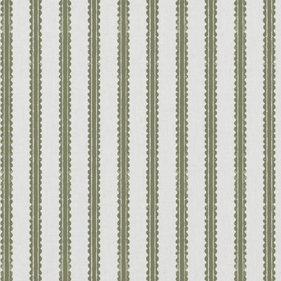 Green Patterned Linen Curtain Fabric - Fionna Moss-WHT - White base fabric.
