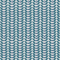 Hilda Night Blue - White Linen fabric printed with Blue