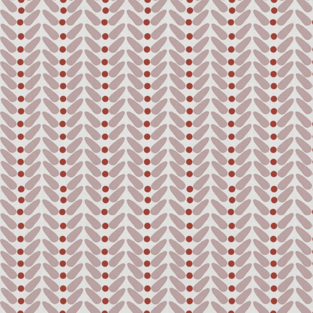 Hilda Peony Red - White Linen fabric printed with Pink and Red