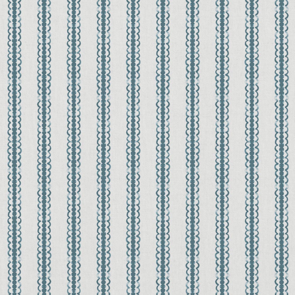 Blue Striped Linen Curtain Fabric - Kamillah Paris Blue-WHT - White base fabric.
