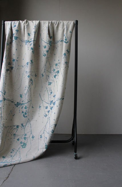 Berry Marine - Botanical Blue print on Linen Cotton fabric