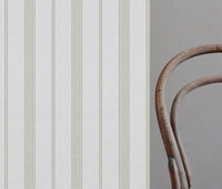 Brea Moss-WHT - White fabric with Striped Green print