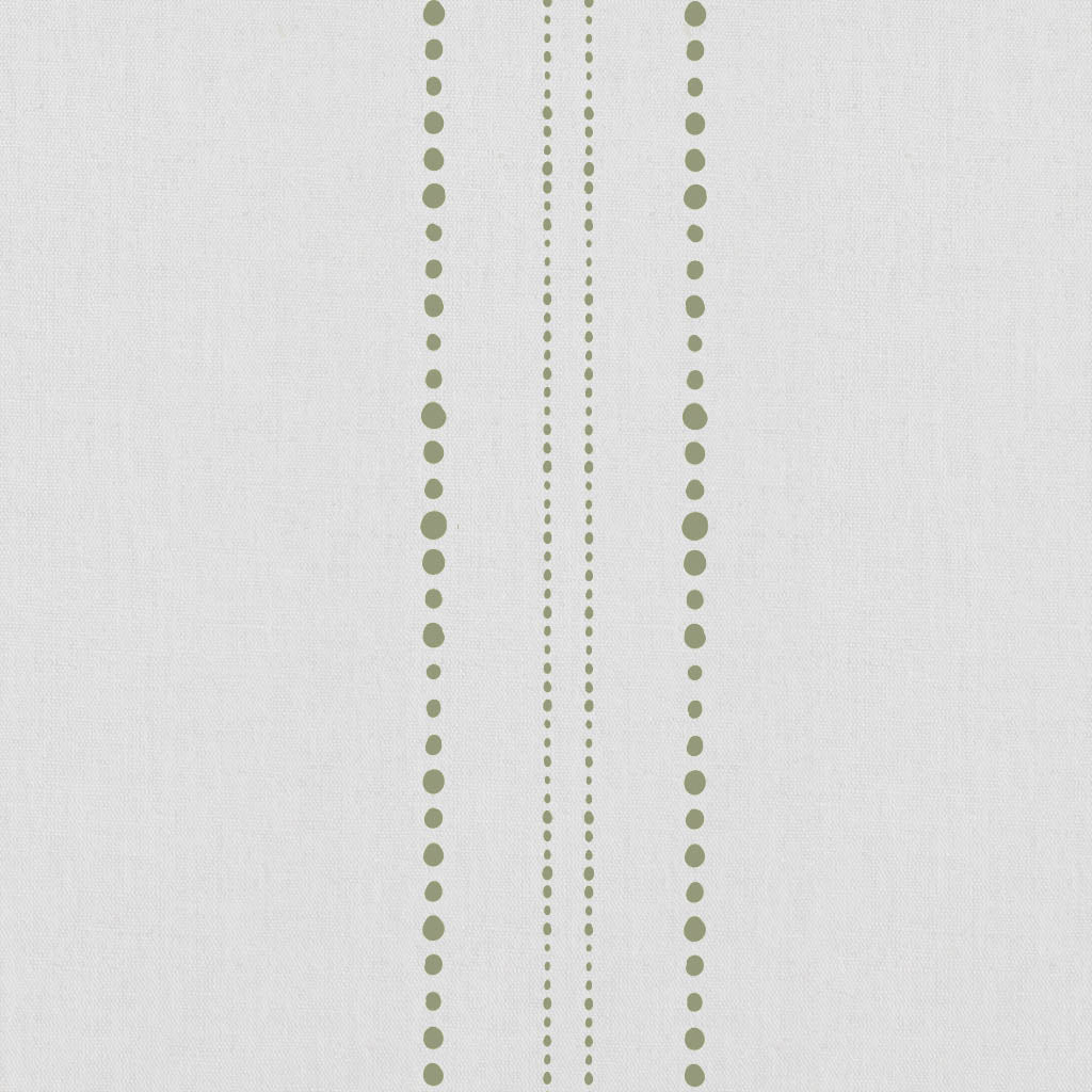 Reyna Moss-WHT - White fabric with Dotted Striped Green print
