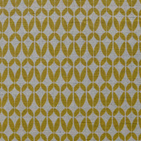 Siruna Mustard - Natural curtain fabric, Yellow contemporary print