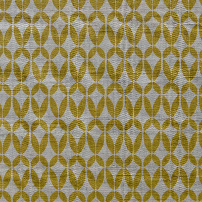 Siruna Mustard - Natural curtain fabric, Yellow contemporary print