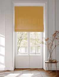 Mustard yellow cotton roman blind, Amara Mustard fabric