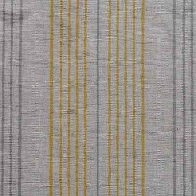 Else-Mustard- Linen Cotton mix curtain fabric, Yellow & Grey stripes
