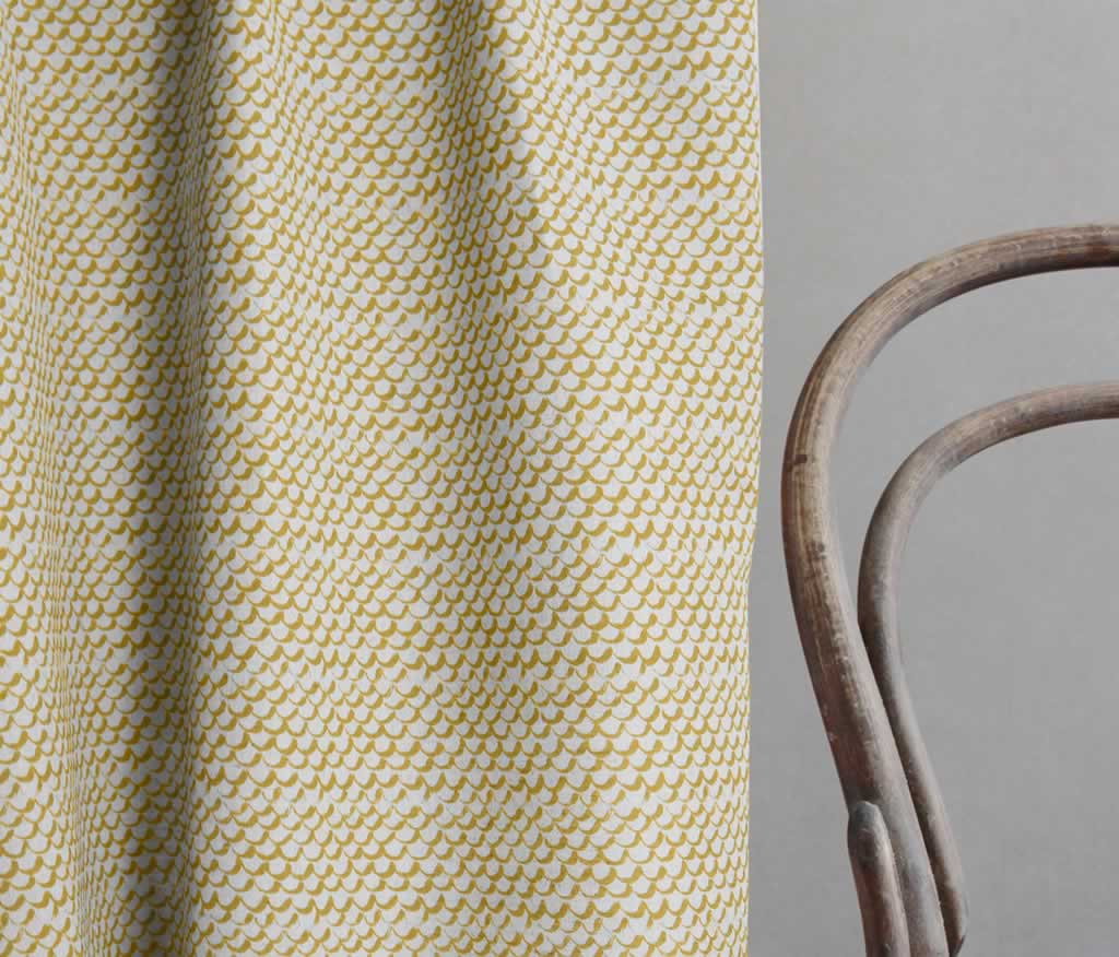 Jenna Mustard - Curtain fabric with Yellow abstract print