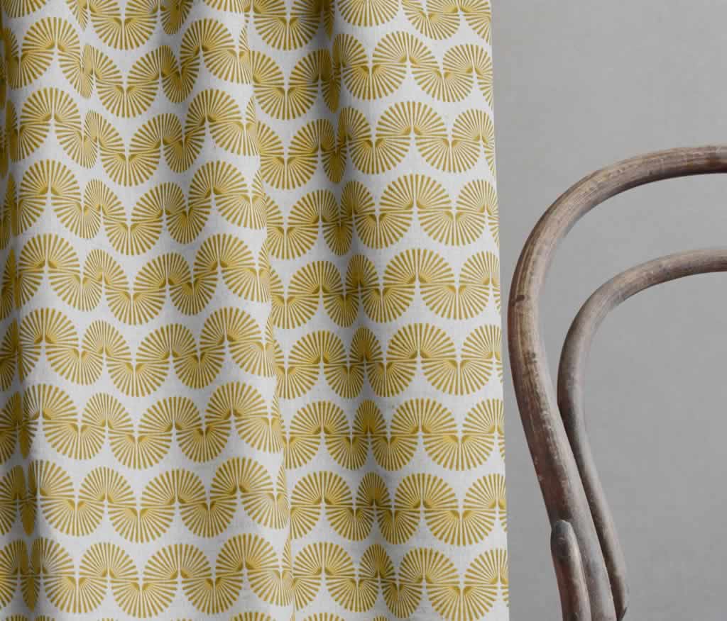 Ofira Mustard - Curtain fabric with Yellow abstract print