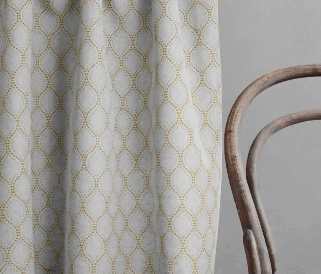 Sara-NAT Mustard - Curtain fabric with Yellow abstract print