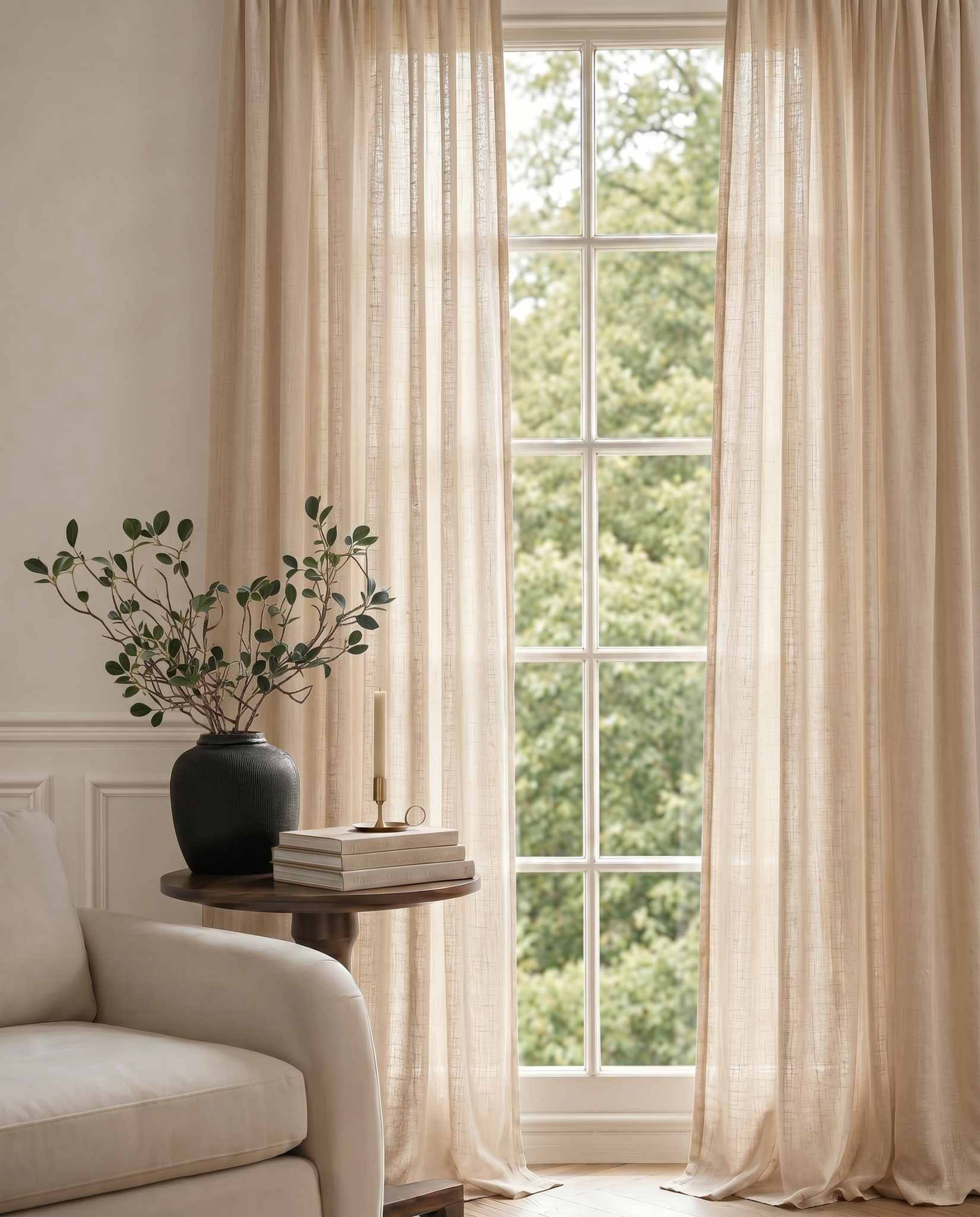 Neutral Cream Linen Unlined Curtains. Mariana Smokey Cream by Ada & Ina