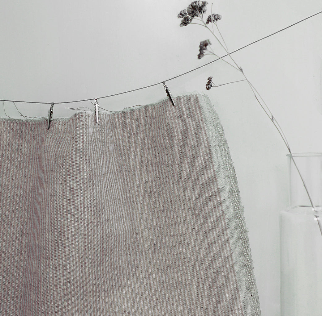 Laila New Blush - Curtain fabric with Pink stripes