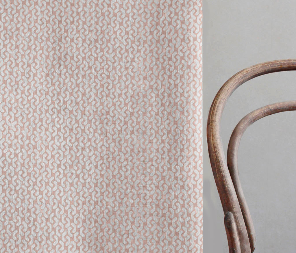 Arina New Blush - Natural curtain fabric, Pink abstract print