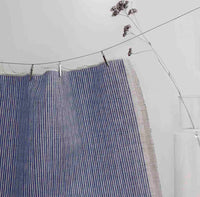 Laila Night Blue - Curtain fabric with Blue stripes