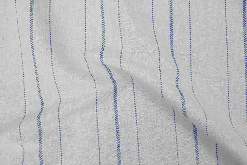 Inari Night Blue - Curtain fabric with Blue striped print