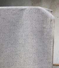 Pia Night Blue - Curtain fabric, abstract Dark Blue leaf pattern