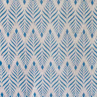 Sylvia Night Blue - Blue abstract print on Natural fabric