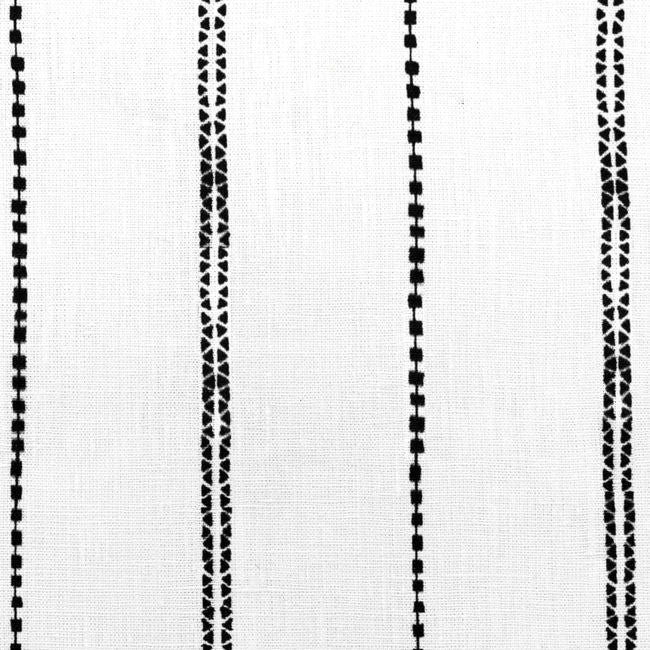 Inga Noir - White fabric with Black decorative stripes, 100% Linen