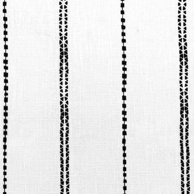 Inga Noir - White fabric with Black decorative stripes, 100% Linen