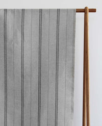Elise Noir- Linen Cotton mix curtain fabric, Black & Grey stripes