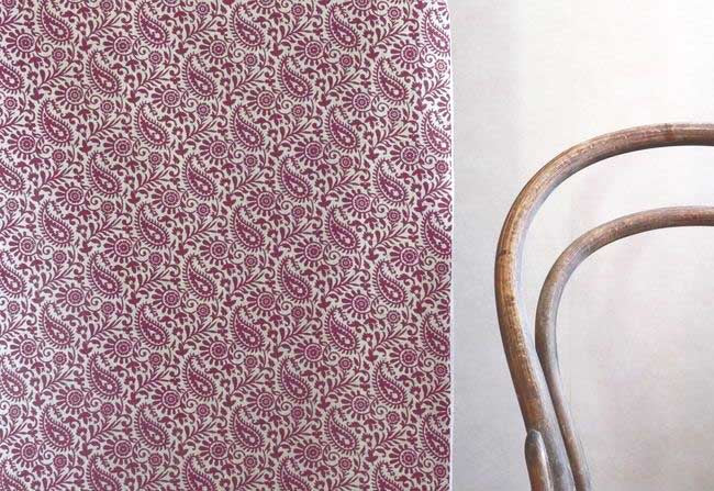 Nora Wine - Curtain fabric with Red paisley print