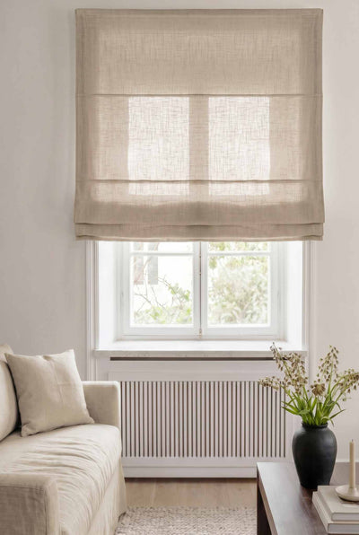 Oatmeal Linen Roman blind. Linara Oatmeal by Ada & Ina